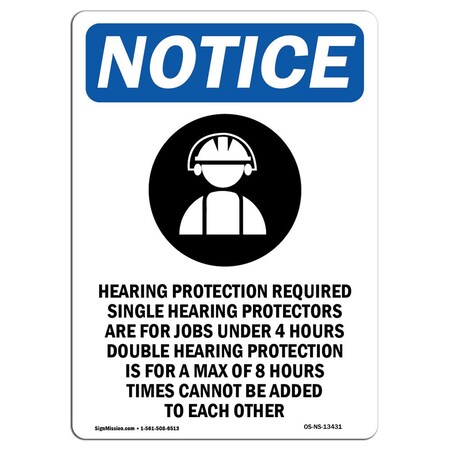Signmission OSHA Sign, Hearing Protection With, 24in X 18in Decal, 18" W, 24" H, Portrait, OS-NS-D-1824-V-13431 OS-NS-D-1824-V-13431